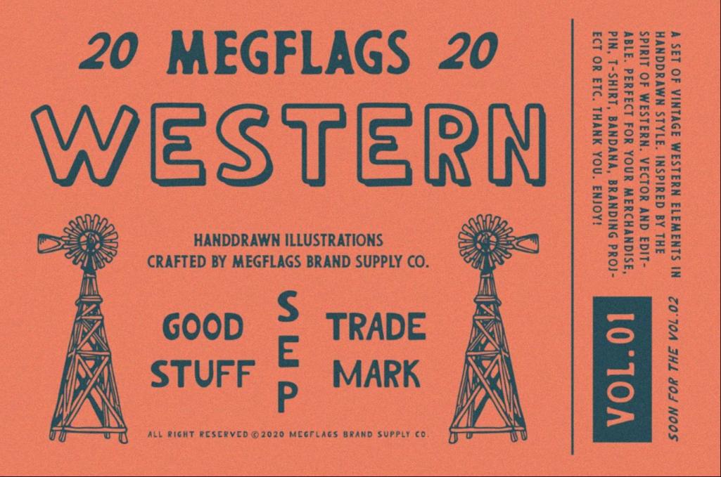 Vintage Western Illustrations Set