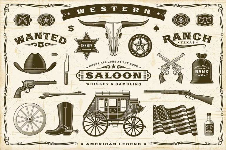 Vintage Western Saloon Illustrations