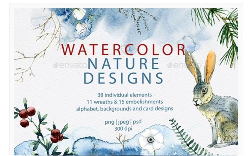 Watercolor Nature Illustrations Set