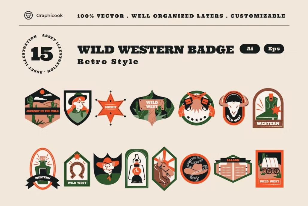 Wild West Badges Set