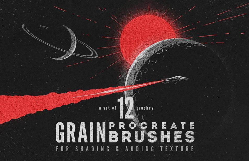12 Grain Procreate Brushes Set