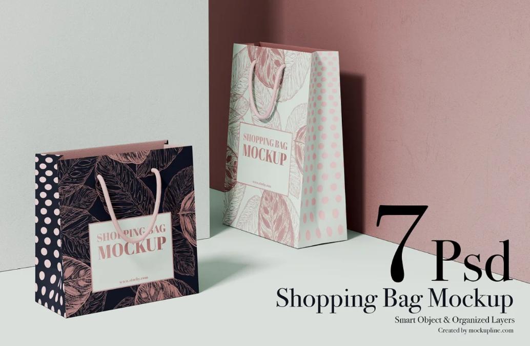7 Realistic Shopping Bag Mockups Set
