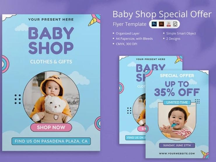 15+ Free Baby Shop Flyer Template AI PSD