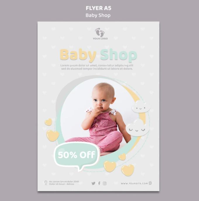 A5 Baby Shop Poster Design