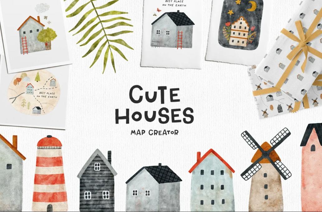 Cute House Vector Illustrations Set