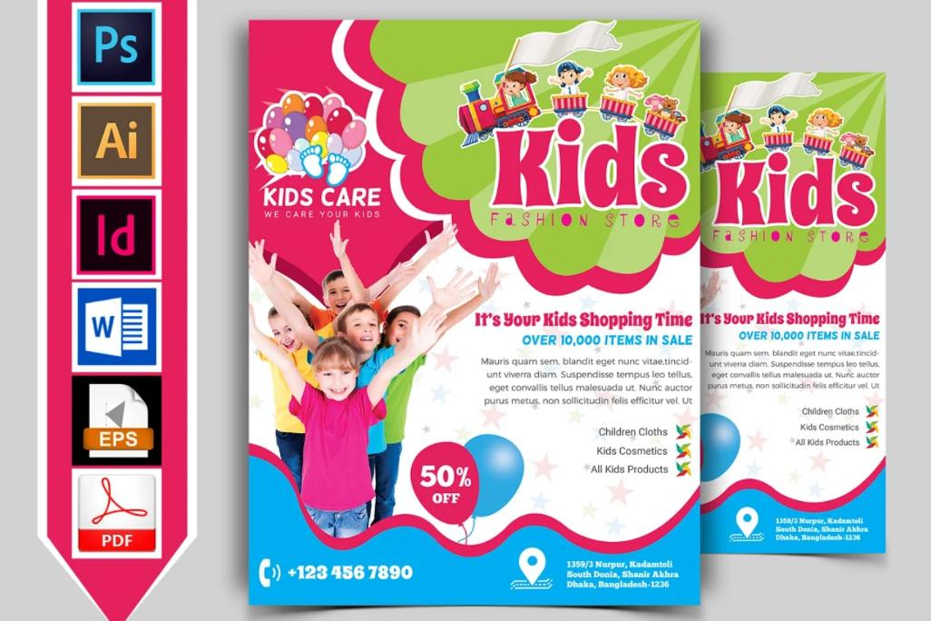 Editable Kids Fashion Store Flyer