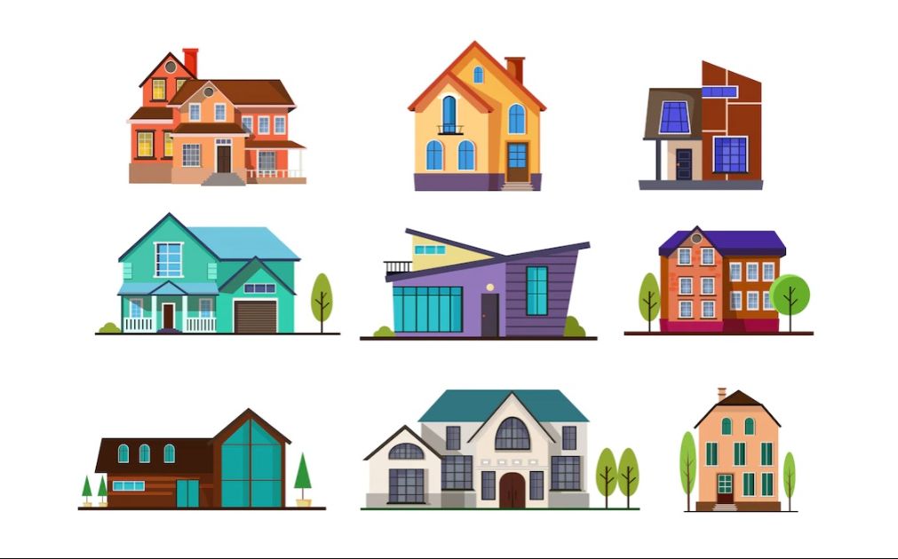 Free Suburban Houses Set