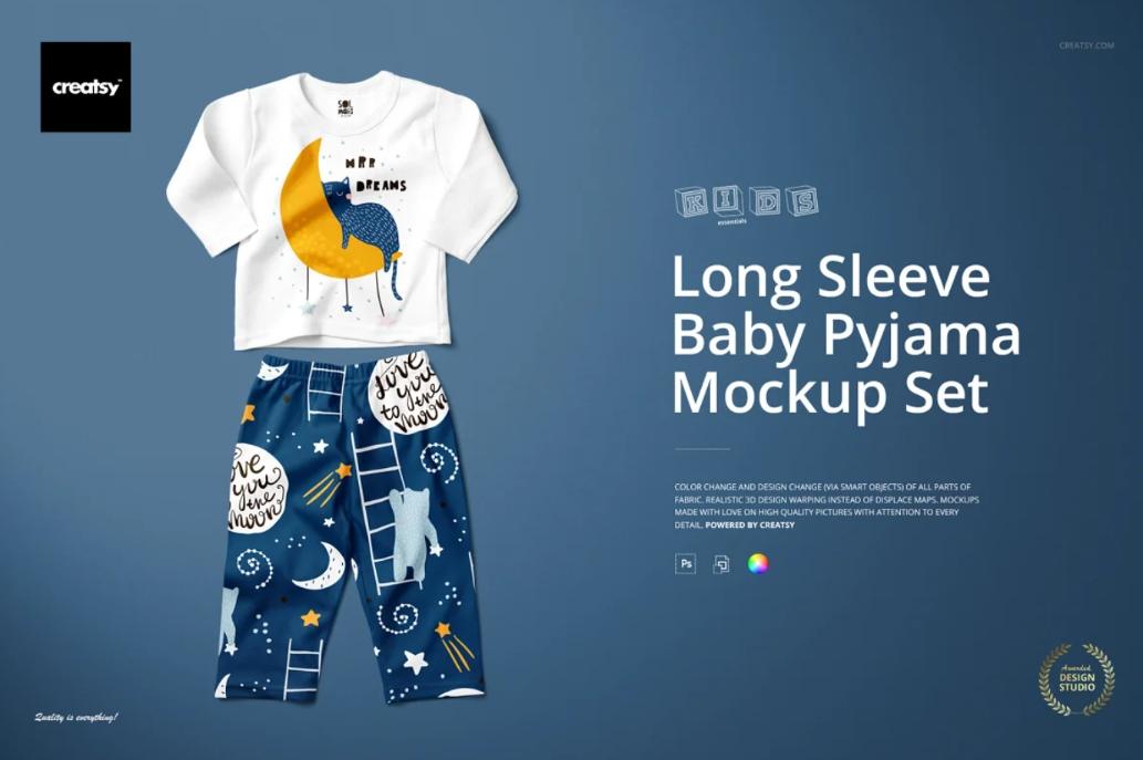 Long Sleeve Shirt and Pyjama Mockup Set