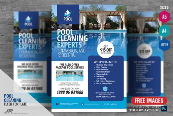 Pool Cleaning Services Flyer template