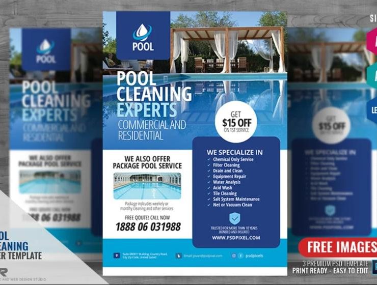15+ Pool Cleaning Flyer Template Ai PSD FREE