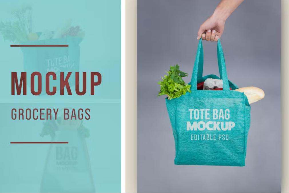 Realistic Grocery bag Mockups