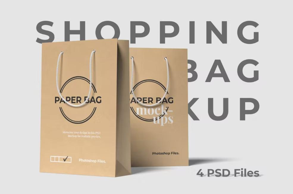 Realistic Paper Bag Mockups PSD