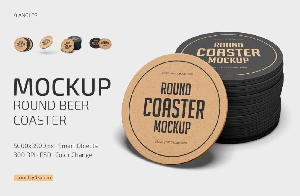 Round Beer Coster Mockups Set