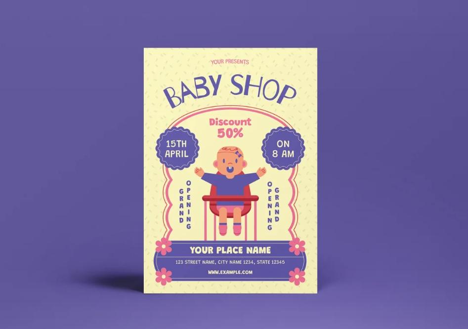 Vintage Baby Shop Flyer Design