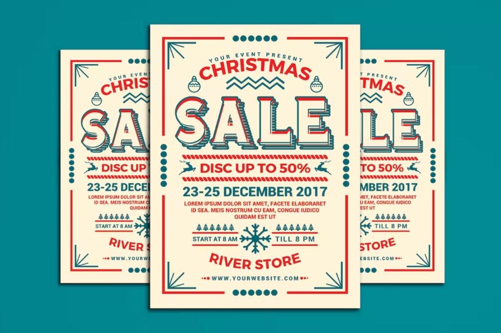 Vintage Christmas Sale Poster Design