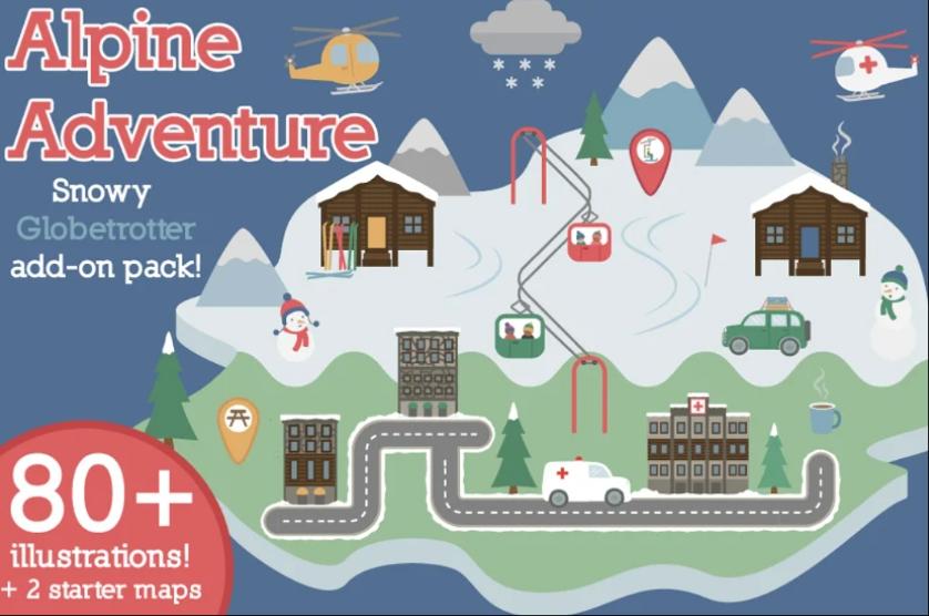 Winter Adventure Map Illustrations Set