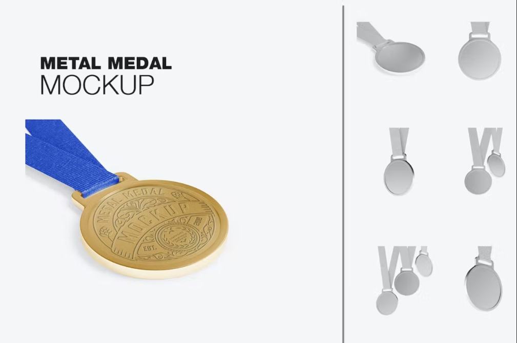 Golden Metal Medal Mockup