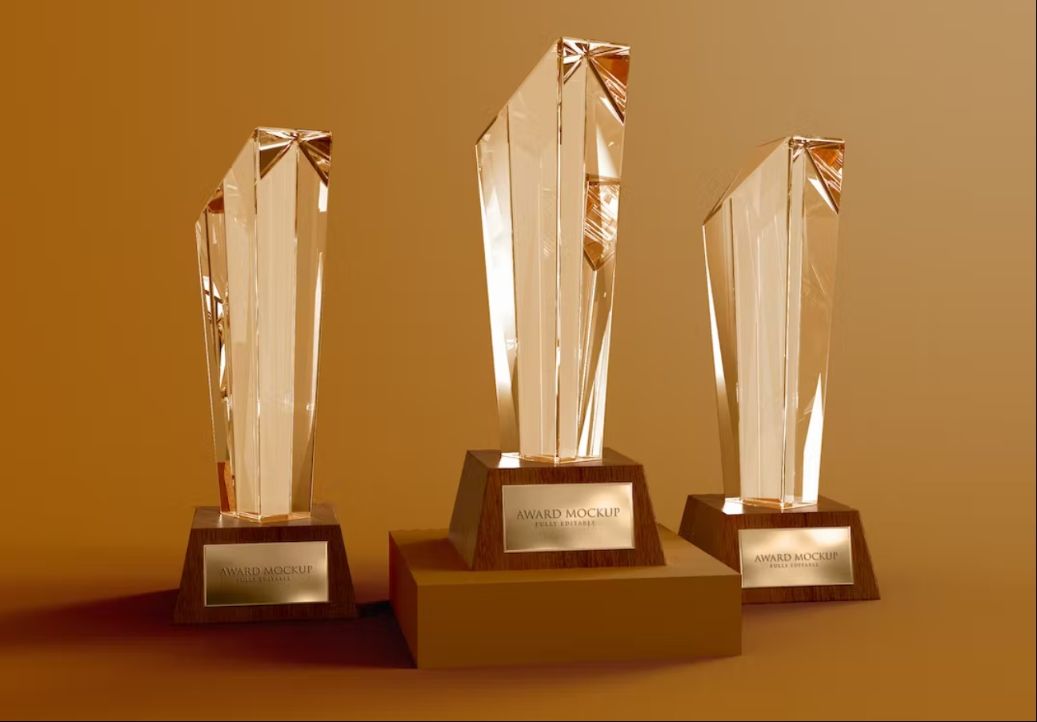 High Resolution Glass Trophies Mockup