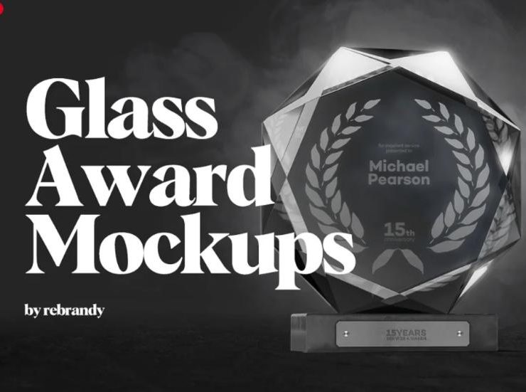 Glass Award Mockup PSD