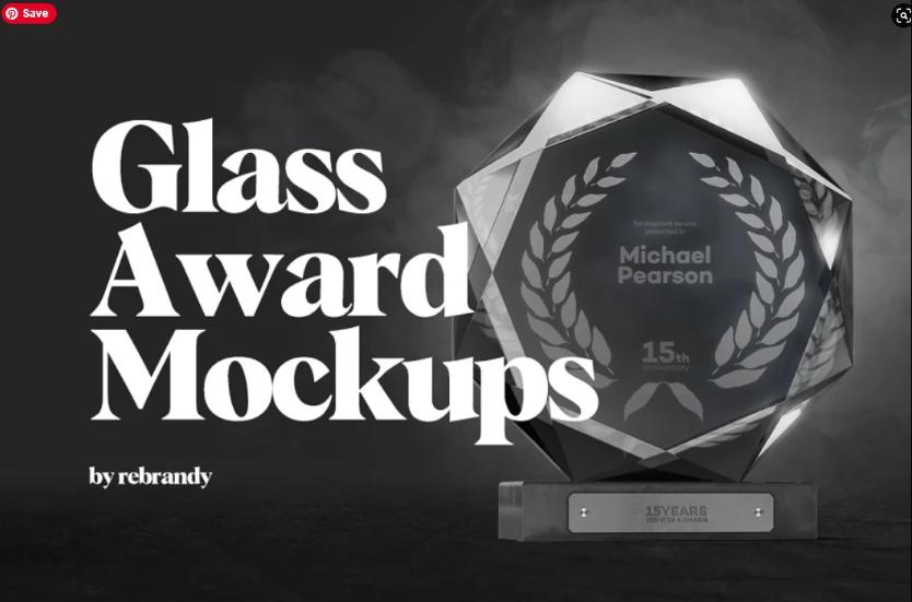 Realistic Glass Award Mockup PSD