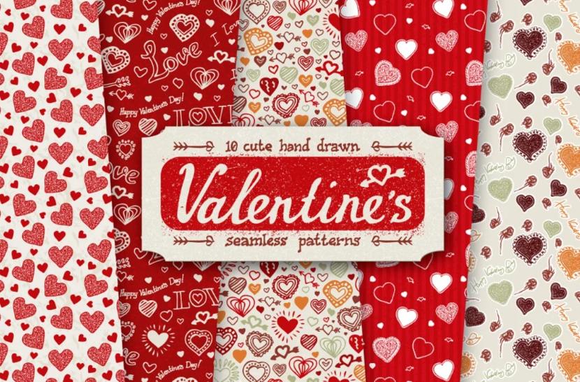 10 Seamless Valentines Day Pattern Vectors