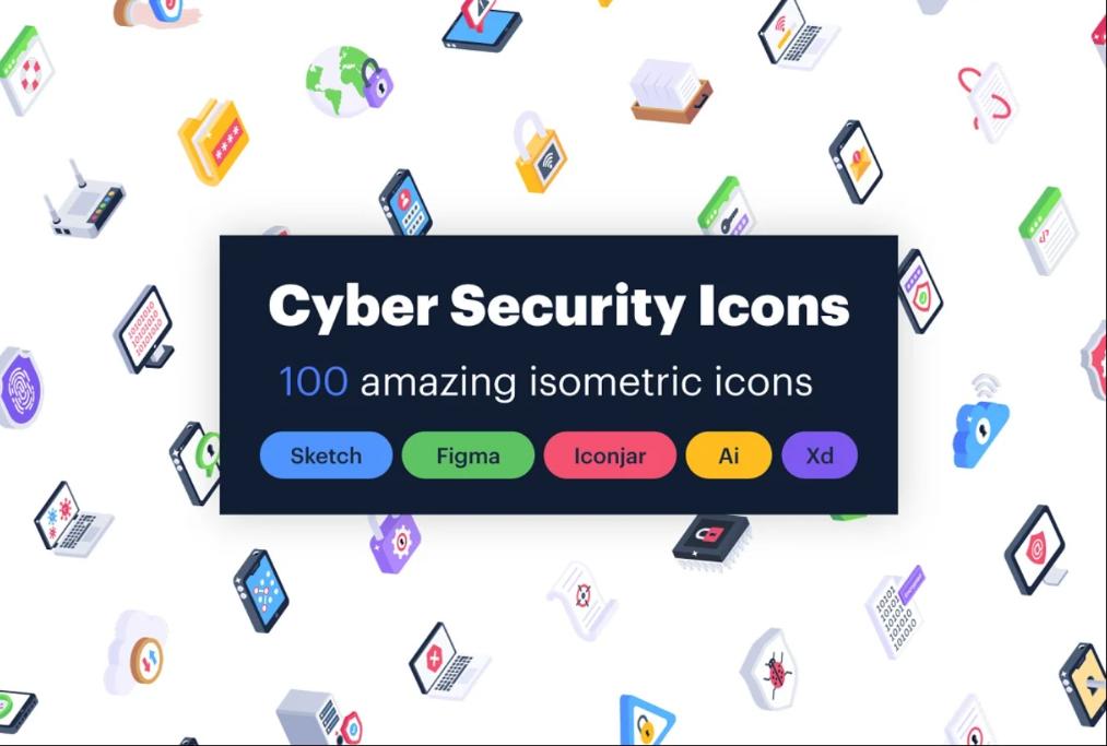 100 Cyber Security Icons Set