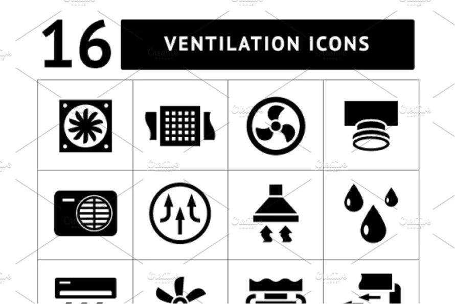 16 Ventilation Icons Set