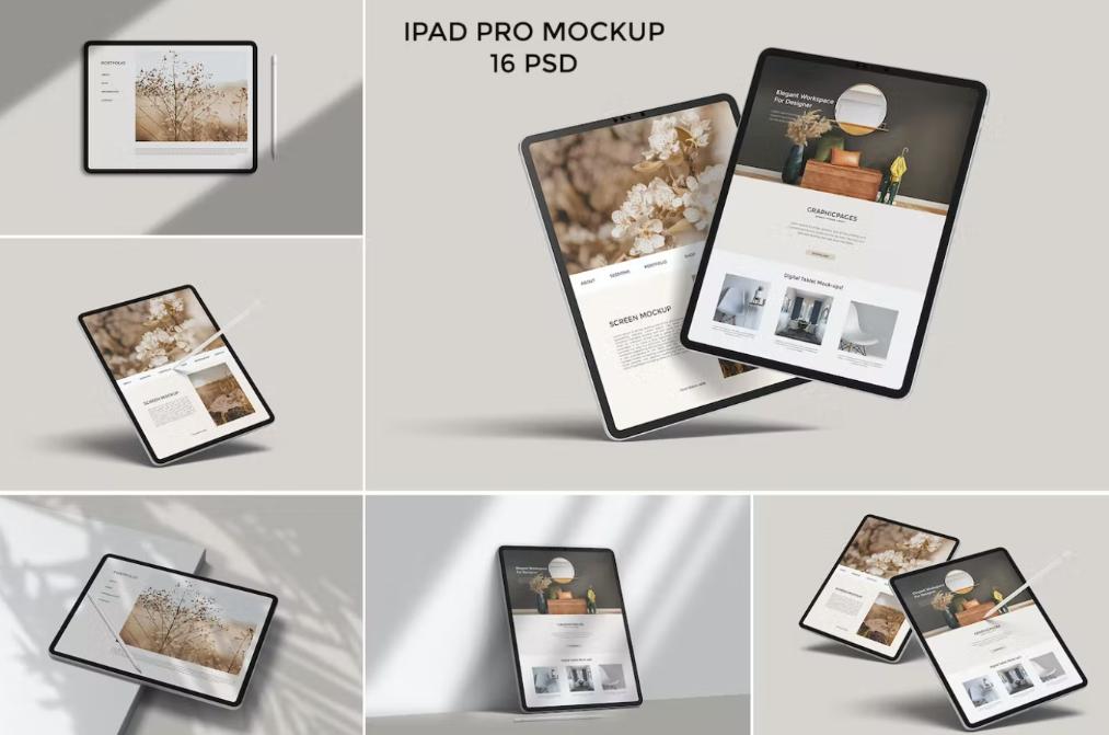 16 iPad Devices Mockup PSD