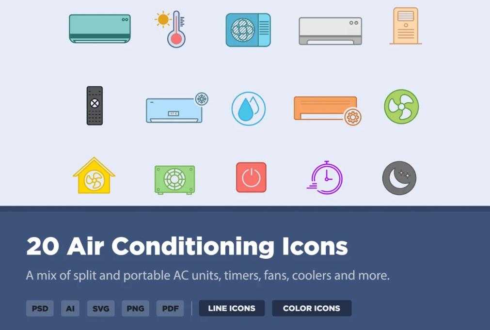 20 Colored AC Icons Set