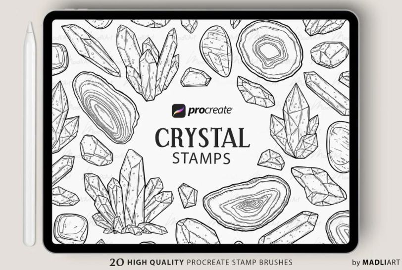 20 Unique Procreate Gemstone Stamps