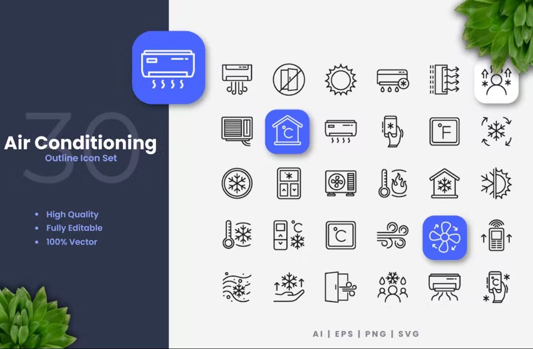 30 Air Conditioning Icons Set