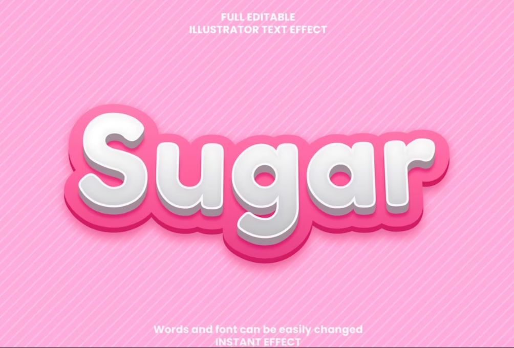 3D Sugar Text Effect Vector