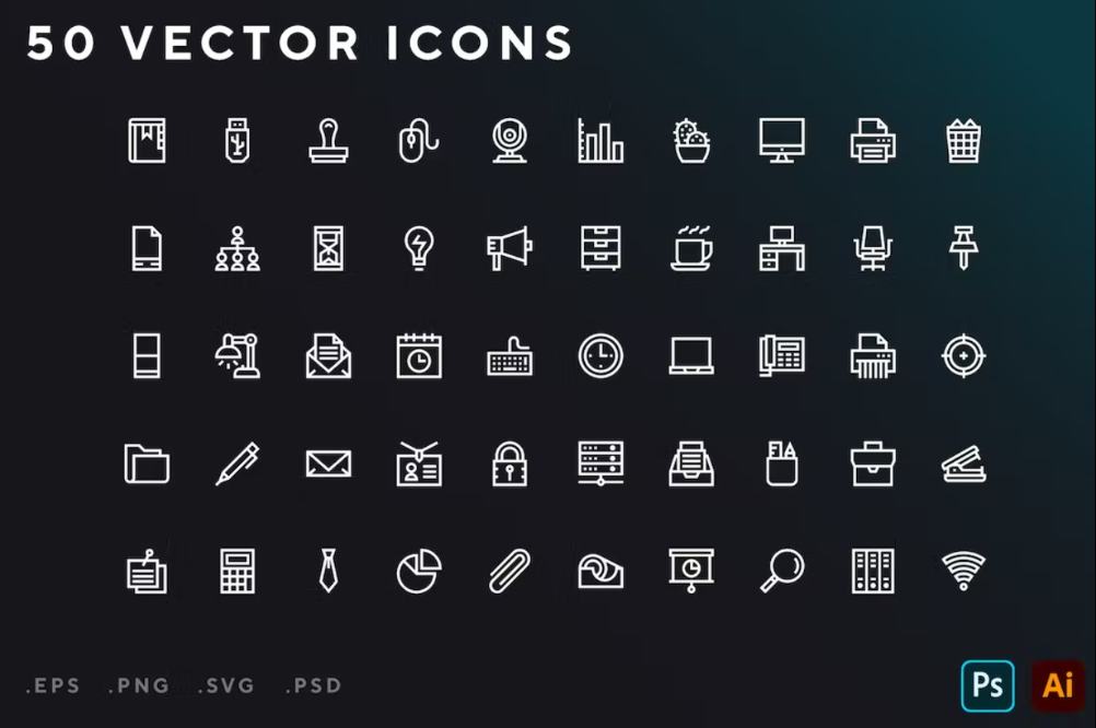 50 Office Vector Icons Set