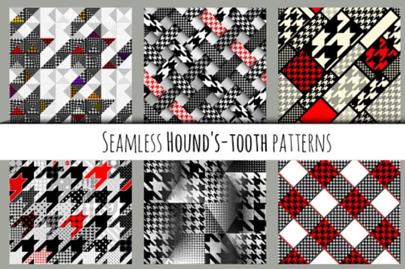 6 Seamless Hound's Tooth Patterns