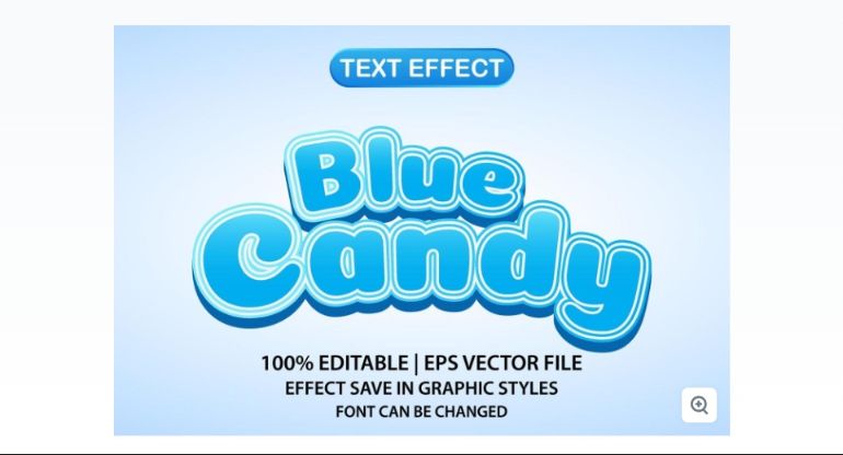 Blue 3D Text Effect Vector