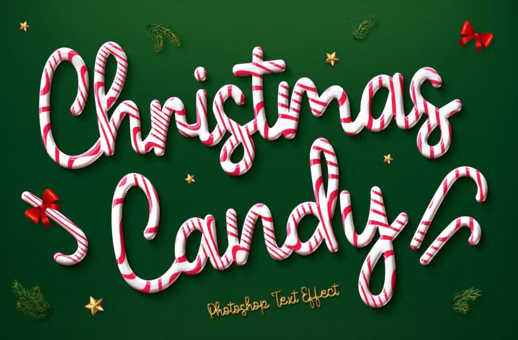 Christmas Candy Text Photoshop