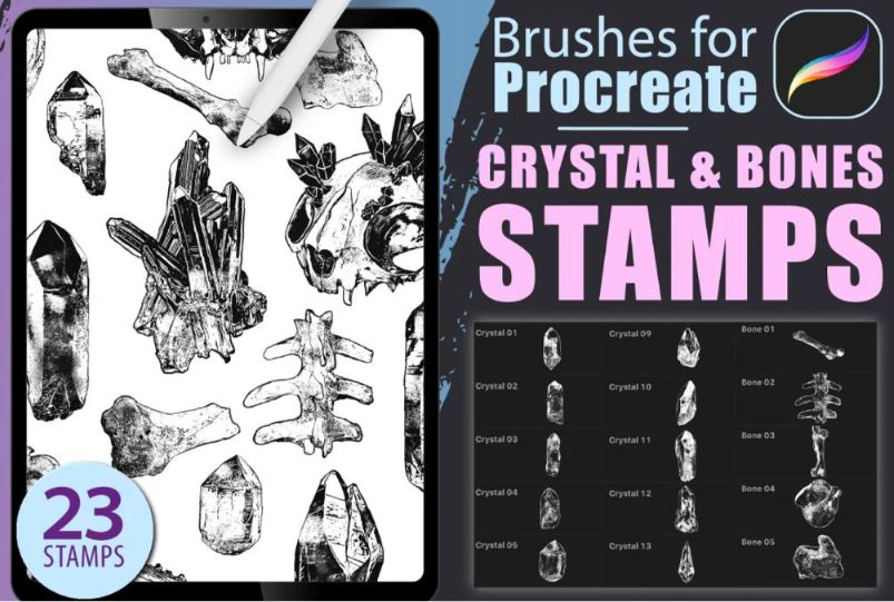 Crystals and Bones Stamp