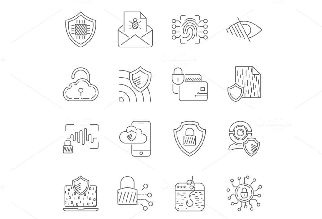 Data Protection Line Icons