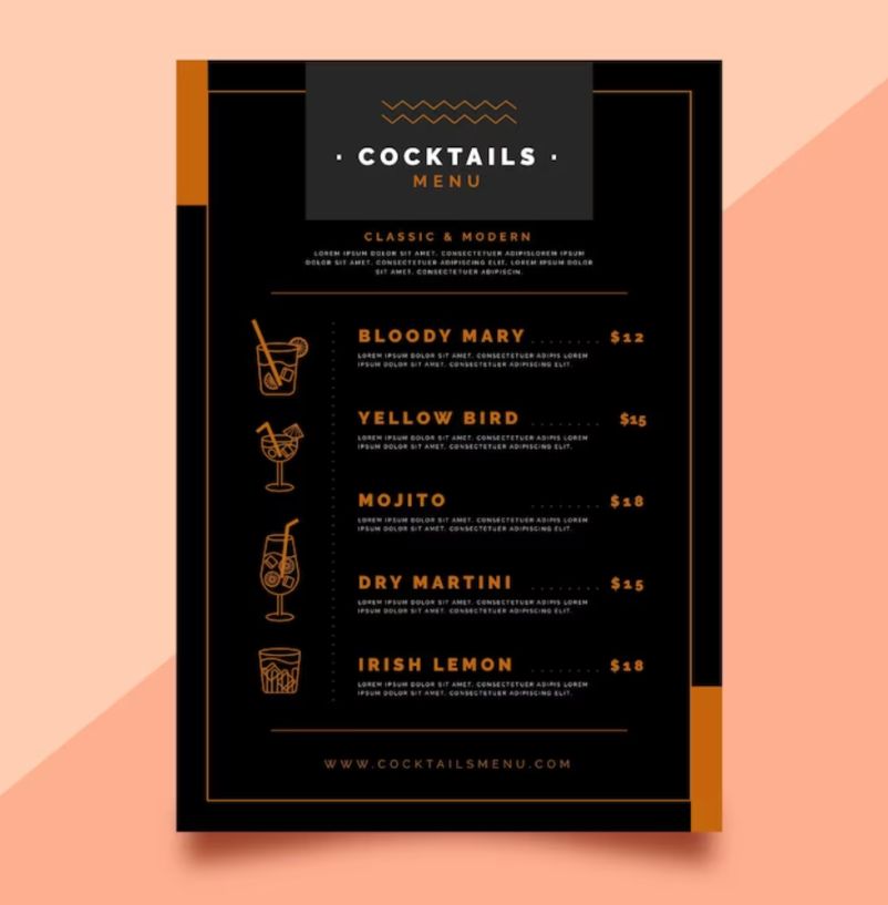 Elegant Cocktail Menu Cards