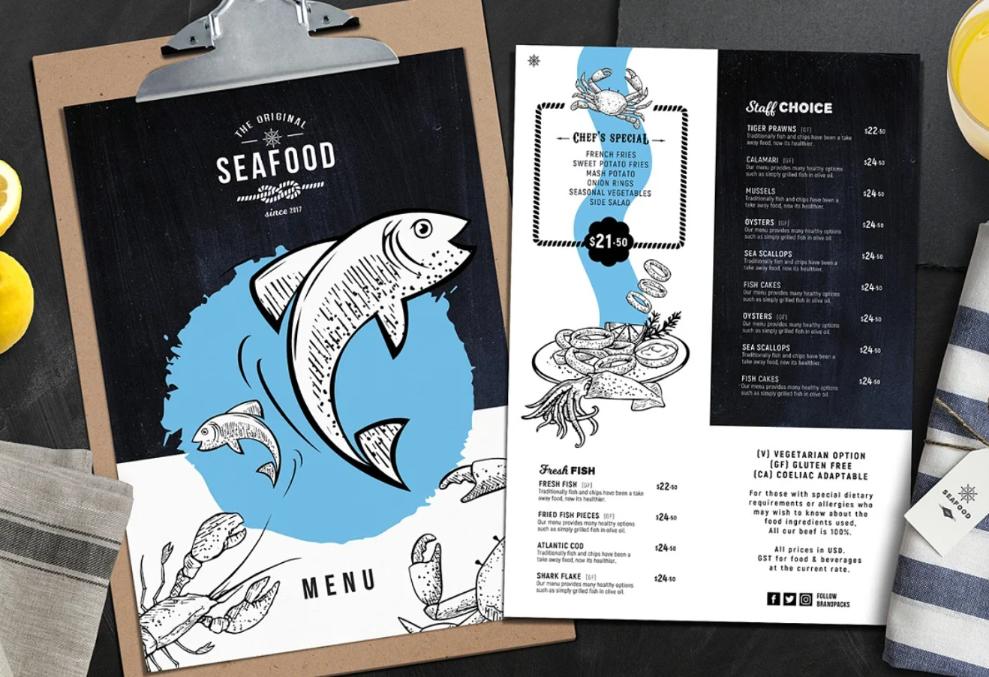 Fish Restaurant Menu Card