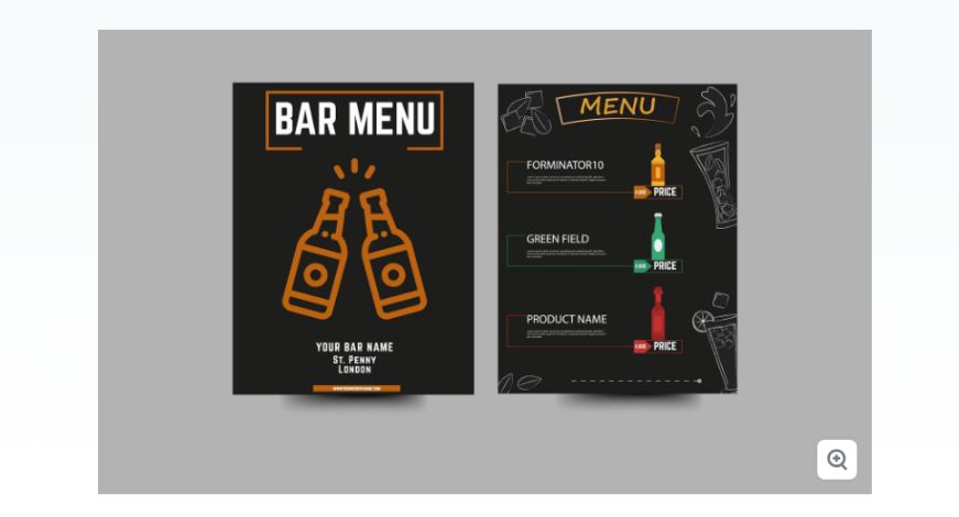Free Bar Menu Design