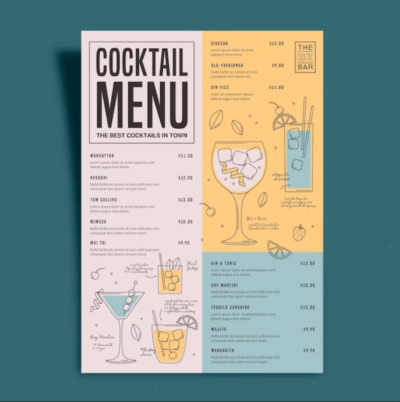Free Cocktail Menu Design