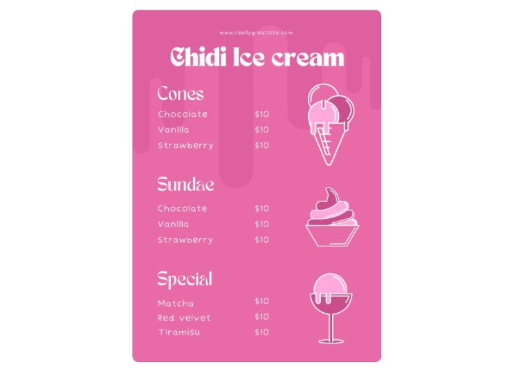 Free Customizable Dessert Menu