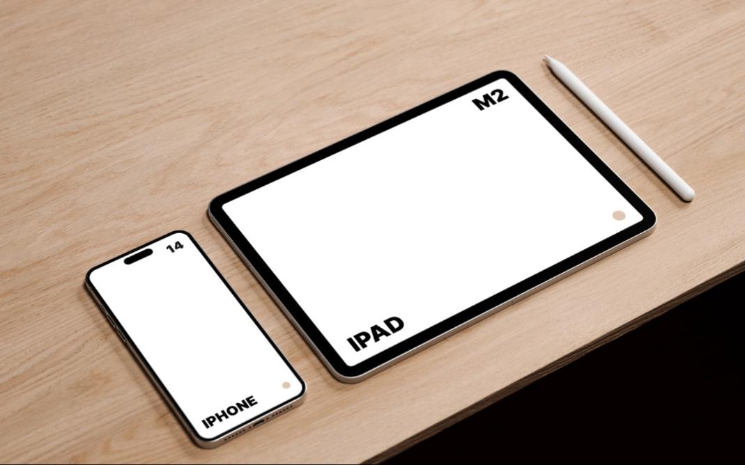 Free iPad Max on Desk Mockup