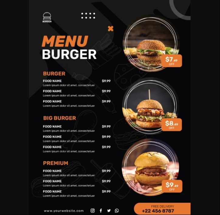 Fully Editable Burger Menu Design