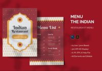 Indian Restaurant Menu Card