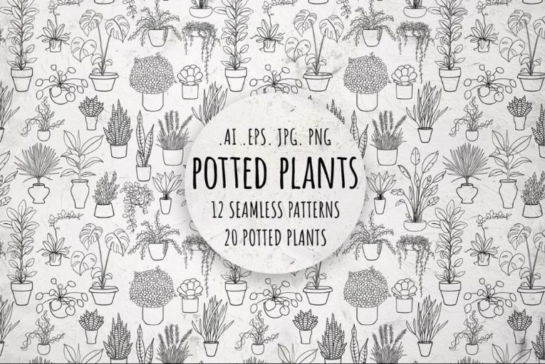 Potted Plants Vectors and Patterns