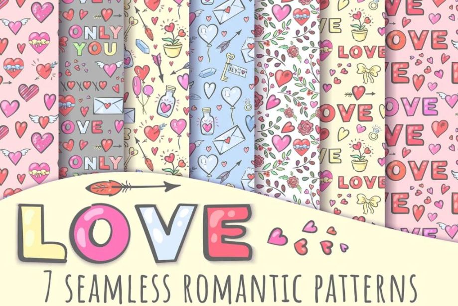 Seamless Romantic Pattern Designs