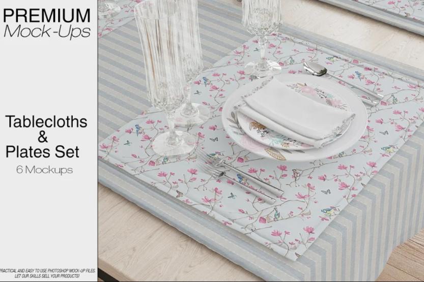 Tablecloth and Plates Mockup Set