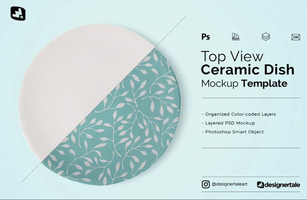 Top view Ceramic Plate Mockup